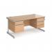 Contract 25 straight desk with 2 and 3 drawer pedestals and silver cantilever leg 1600mm x 800mm - beech top CC16S23-S-B