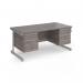 Contract 25 straight desk with 2 and 3 drawer pedestals and silver cantilever leg 1600mm x 800mm - grey oak top CC16S23-S-GO