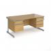 Contract 25 straight desk with 2 and 3 drawer pedestals and silver cantilever leg 1600mm x 800mm - oak top CC16S23-S-O