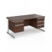 Contract 25 straight desk with 2 and 3 drawer pedestals and silver cantilever leg 1600mm x 800mm - walnut top CC16S23-S-W