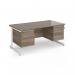 Contract 25 straight desk with 2 and 3 drawer pedestals and white cantilever leg 1600mm x 800mm - nebraska oak top CC16S23-WH-NO