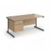 Contract 25 straight desk with 2 drawer pedestal and graphite cantilever leg 1600mm x 800mm - kendal oak top CC16S2-G-KO