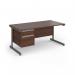 Contract 25 straight desk with 2 drawer pedestal and graphite cantilever leg 1600mm x 800mm - walnut top CC16S2-G-W