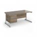Contract 25 straight desk with 2 drawer pedestal and silver cantilever leg 1600mm x 800mm - nebraska oak top CC16S2-S-NO