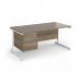 Contract 25 straight desk with 2 drawer pedestal and white cantilever leg 1600mm x 800mm - nebraska oak top CC16S2-WH-NO