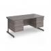 Contract 25 straight desk with 3 and 3 drawer pedestals and graphite cantilever leg 1600mm x 800mm - grey oak top CC16S33-G-GO