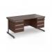 Contract 25 straight desk with 3 and 3 drawer pedestals and graphite cantilever leg 1600mm x 800mm - walnut top CC16S33-G-W