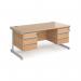 Contract 25 straight desk with 3 and 3 drawer pedestals and silver cantilever leg 1600mm x 800mm - beech top CC16S33-S-B