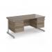 Contract 25 straight desk with 3 and 3 drawer pedestals and silver cantilever leg 1600mm x 800mm - nebraska oak top CC16S33-S-NO