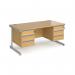 Contract 25 straight desk with 3 and 3 drawer pedestals and silver cantilever leg 1600mm x 800mm - oak top CC16S33-S-O