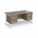 Contract 25 straight desk with 3 and 3 drawer pedestals and white cantilever leg 1600mm x 800mm - nebraska oak top CC16S33-WH-NO