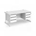 Contract 25 straight desk with 3 and 3 drawer pedestals and white cantilever leg 1600mm x 800mm - white top CC16S33-WH-WH