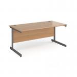 Contract 25 straight desk with graphite cantilever leg 1600mm x 800mm - beech top