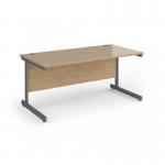 Contract 25 straight desk with graphite cantilever leg 1600mm x 800mm - kendal oak top CC16S-G-KO