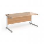 Contract 25 straight desk with silver cantilever leg 1600mm x 800mm - beech top