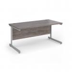 Contract 25 straight desk with silver cantilever leg 1600mm x 800mm - grey oak top CC16S-S-GO