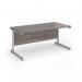 Contract 25 straight desk with silver cantilever leg 1600mm x 800mm - grey oak top CC16S-S-GO