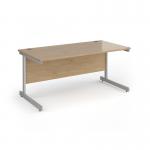 Contract 25 straight desk with silver cantilever leg 1600mm x 800mm - kendal oak top CC16S-S-KO