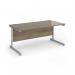 Contract 25 straight desk with silver cantilever leg 1600mm x 800mm - nebraska oak top CC16S-S-NO