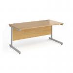 Contract 25 straight desk with silver cantilever leg 1600mm x 800mm - oak top