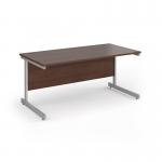 Contract 25 straight desk with silver cantilever leg 1600mm x 800mm - walnut top CC16S-S-W