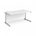 Contract 25 straight desk with silver cantilever leg 1600mm x 800mm - white top CC16S-S-WH