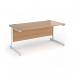 Contract 25 straight desk with white cantilever leg 1600mm x 800mm - beech top CC16S-WH-B