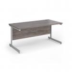 Contract 25 straight desk with white cantilever leg 1600mm x 800mm - grey oak top CC16S-WH-GO