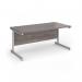 Contract 25 straight desk with white cantilever leg 1600mm x 800mm - grey oak top CC16S-WH-GO