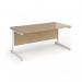 Contract 25 straight desk with white cantilever leg 1600mm x 800mm - kendal oak top CC16S-WH-KO