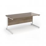 Contract 25 straight desk with white cantilever leg 1600mm x 800mm - nebraska oak top CC16S-WH-NO