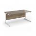 Contract 25 straight desk with white cantilever leg 1600mm x 800mm - nebraska oak top CC16S-WH-NO