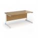 Contract 25 straight desk with white cantilever leg 1600mm x 800mm - oak top CC16S-WH-O