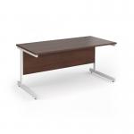 Contract 25 straight desk with white cantilever leg 1600mm x 800mm - walnut top CC16S-WH-W