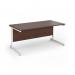 Contract 25 straight desk with white cantilever leg 1600mm x 800mm - walnut top CC16S-WH-W