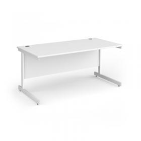 Contract 25 straight desk with white cantilever leg 1600mm x 800mm - white top CC16S-WH-WH