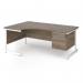Contract 25 left hand ergonomic desk with 2 drawer pedestal and white cantilever leg 1800mm - nebraska oak top CC18EL2-WH-NO