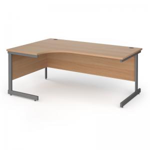 Contract 25 left hand ergonomic desk with graphite cantilever leg