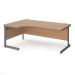 Contract 25 left hand ergonomic desk with graphite cantilever leg 1800mm - beech top