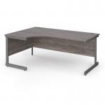 Contract 25 left hand ergonomic desk with graphite cantilever leg 1800mm - grey oak top CC18EL-G-GO