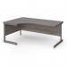 Contract 25 left hand ergonomic desk with graphite cantilever leg 1800mm - grey oak top CC18EL-G-GO