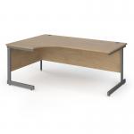 Contract 25 left hand ergonomic desk with graphite cantilever leg 1800mm - kendal oak top CC18EL-G-KO