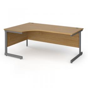 Contract 25 left hand ergonomic desk with graphite cantilever leg 1800mm - oak top CC18EL-G-O