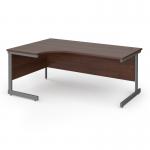 Contract 25 left hand ergonomic desk with graphite cantilever leg 1800mm - walnut top CC18EL-G-W
