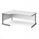 Contract 25 left hand ergonomic desk with graphite cantilever leg 1800mm - white top CC18EL-G-WH