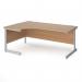 Contract 25 left hand ergonomic desk with silver cantilever leg 1800mm - beech top CC18EL-S-B