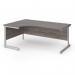 Contract 25 left hand ergonomic desk with silver cantilever leg 1800mm - grey oak top CC18EL-S-GO
