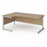 Contract 25 left hand ergonomic desk with silver cantilever leg 1800mm - kendal oak top CC18EL-S-KO