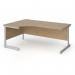Contract 25 left hand ergonomic desk with silver cantilever leg 1800mm - kendal oak top CC18EL-S-KO