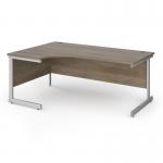 Contract 25 left hand ergonomic desk with silver cantilever leg 1800mm - nebraska oak top CC18EL-S-NO